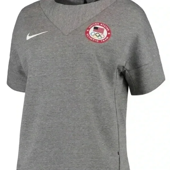 Nike Team USA Women's Gray Short Sleeve Fleece Crew Neck Sweatshirt Large - Picture 8 of 8